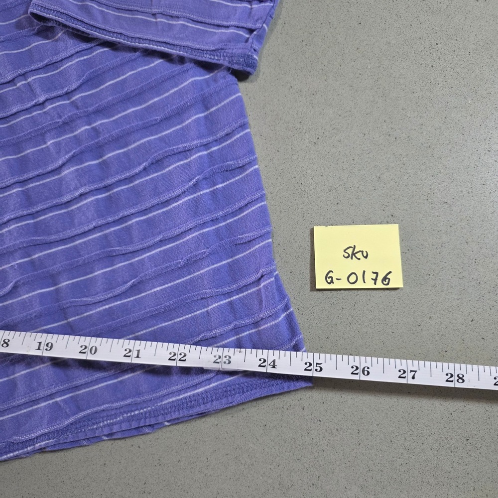 Habitat Purple Striped V-Neck Asymmetrical Cotton Tunic Top 78022 Large - Picture 5 of 11